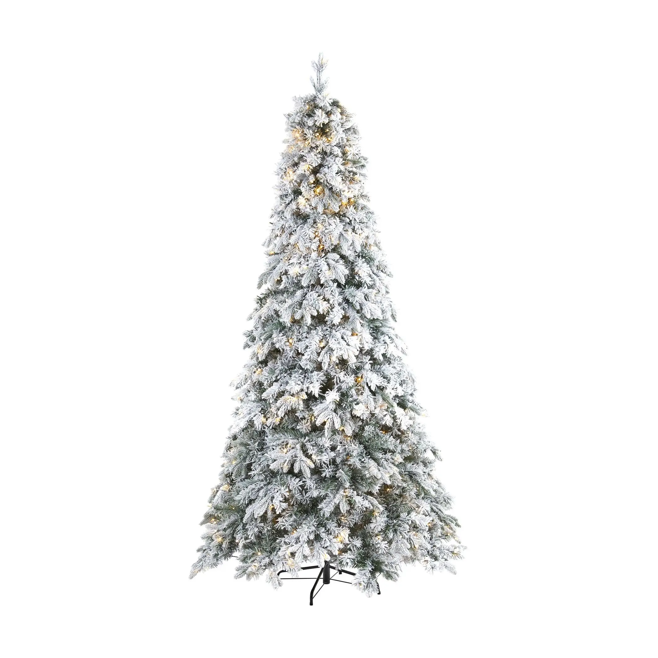 Nearly Natural 8' Flocked Christmas Tree w/ 600LEDs