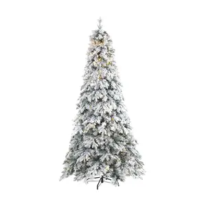 Nearly Natural 8' Flocked Christmas Tree w/ 600LEDs
