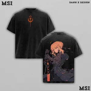 Saber Alter (Artoria Pendragon Alter) | Fate Series Washed Tee Streetwear Tee Hoodie “Dark Excalibur — Corruption Wrapped in Majesty” — For Dark Fantasy Fans, For Gift Drops That Pulse With Fallen Power