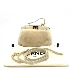 Pre-owned FENDI Shealing and Leather Shoulder Bag Peekaboo Bag Shearling Micro #2286