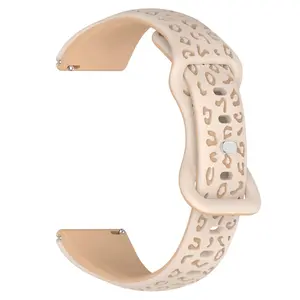 Silicone Leopard Engraved Watch Band, Soft Breathable Sport Strap, 16/18/20/22MM Compatible with Amazfit GTR, Huawei, Xiaomi