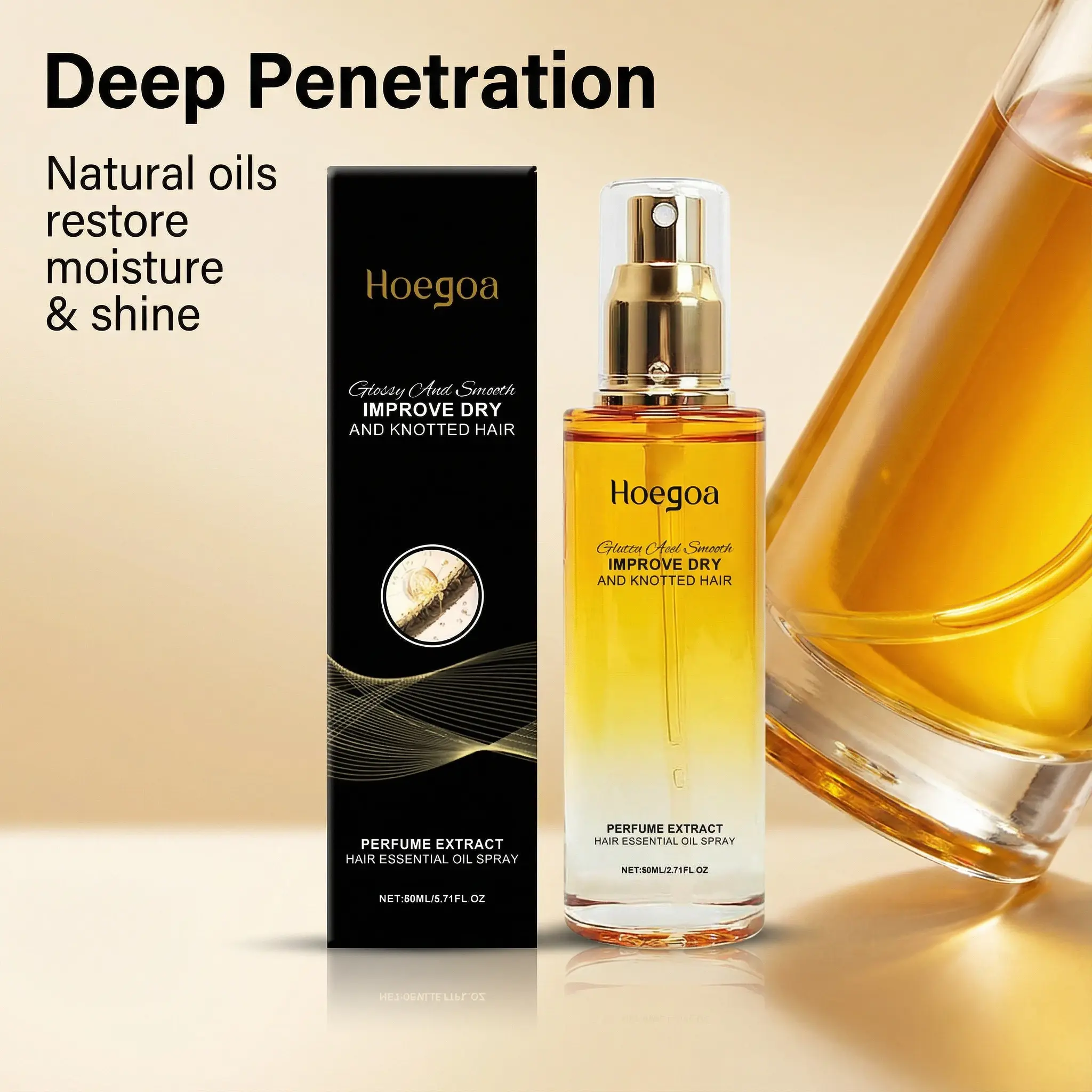 Hoegoa Haircare Nourishing Formula Liquid Leave-In Conditioner Spray - Male Scalp & Hair Strengthener, Deep-Penetrating Natural & Mineral Oils, Anti-Frizz, Hydrating Moisturizer, Detangler for Dry Hair, Shine Restorer, Detangling, Any, Adults, All Hair Ty