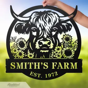 Cow Farm Monogram – Personalized Metal Sign for Farmhouse & Ranch Decor