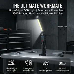 Universal Magnetic LED Work Light for Car Repair | USB Rechargeable COB Flashlight with Hanging Hook | Waterproof Under Hood Work Lamp | Self-Service Tire Change Emergency Tube Tail Lights Tacoma rock lights truck stuff Fuse Smoked Solar Roof RGB Strobe