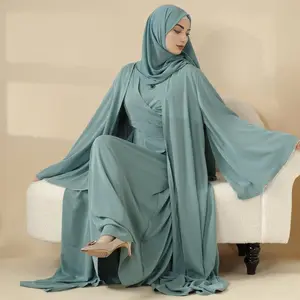 Open Kimono Abaya Set, Kimono Style Abaya 3-Piece Set (MOA094) jilbabs winter on outfits khimar modern Maxi