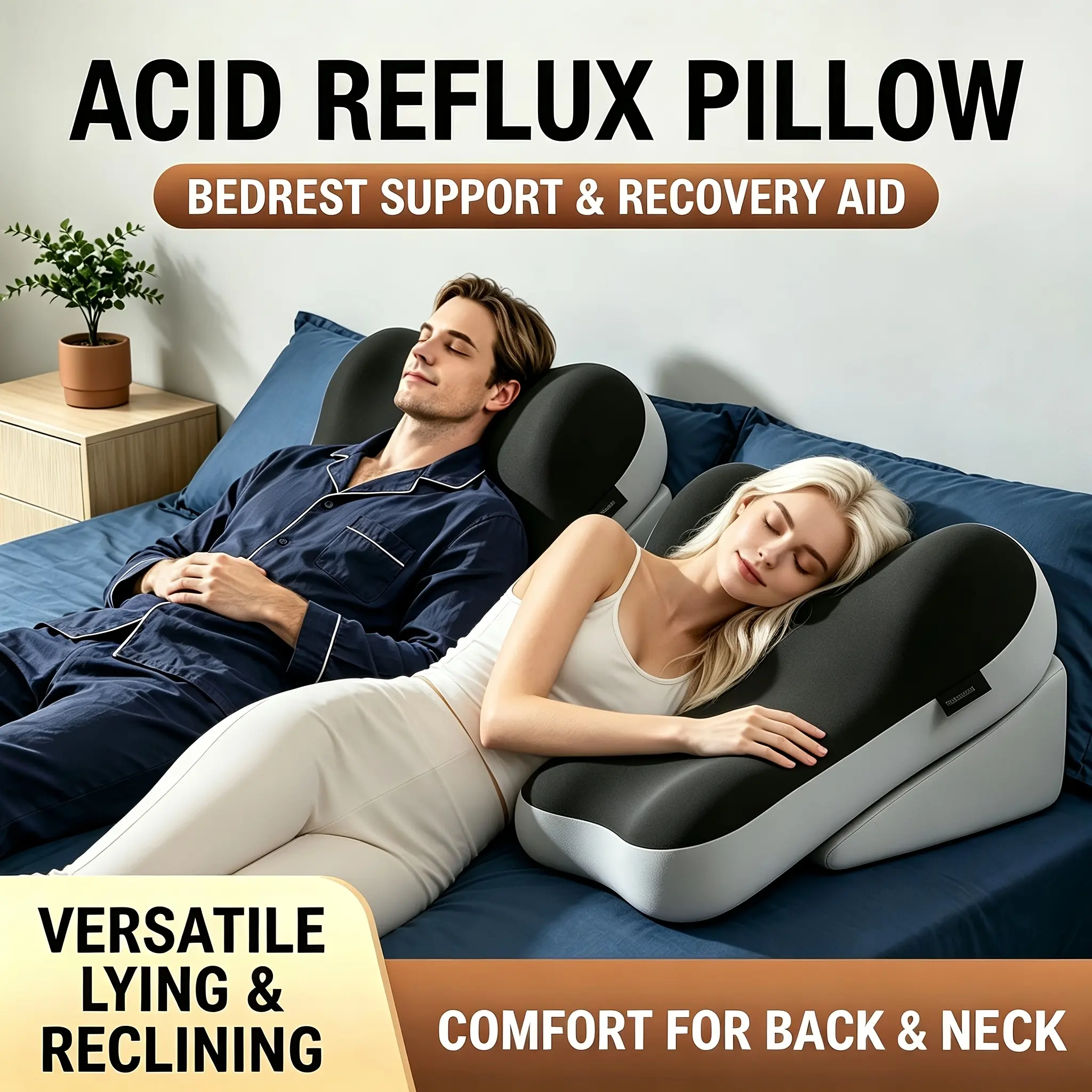 Multi-Functional Height Adjustable Contoured Wedge Pillow All Purpose for Reclining Support, Lying Down Rest, Stomach Prone Position, Leg Elevation, Bed Reading and Full Body Pressure Relief