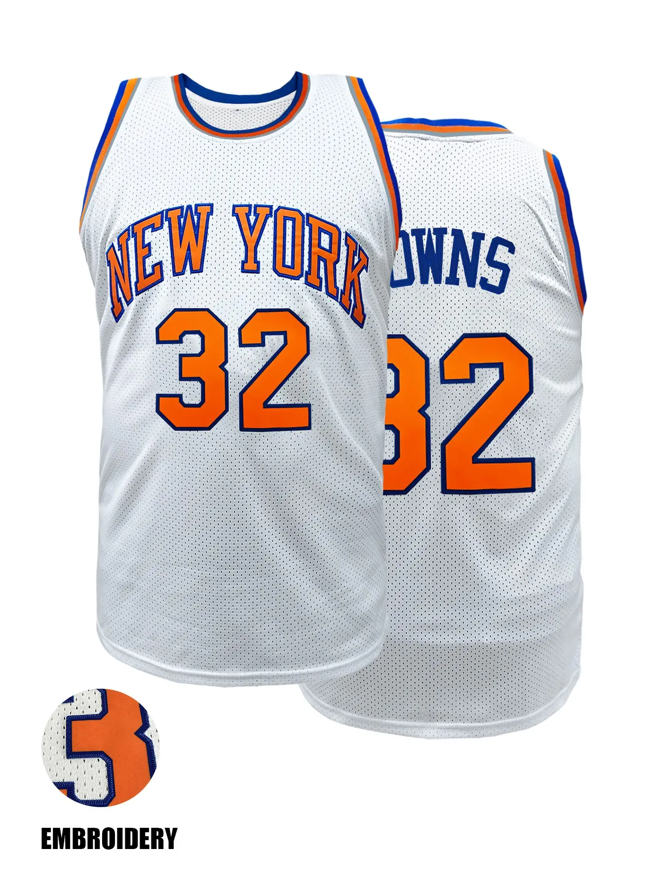 🔥 Hot Selling Embroidered New York 32 Basketball Sports Style Jersey | Unisex Breathable Mesh Sports Shirt for Men Women | Retro Athletic Uniform