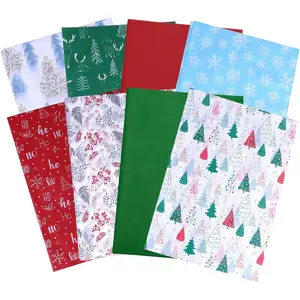 Christmas Tissue Paper, 80 Sheets, 20x20 Inch, 8 Designs, Holiday Patterns, Red Green Blue White,  Wrapping Packaging