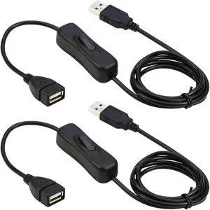 USB Extension Cable With ON/OFF Switch - Male to Female Support (Data and Power) for Headset, LED Strips [3.3ft, 2-Pack]