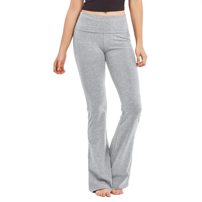 Women's Cotton High Rise Flared Leggings - Tummy Control, Flexible Fabric, Breathable, Stretch, Wide Bootcut, Cozy Gym Leggings for Women
