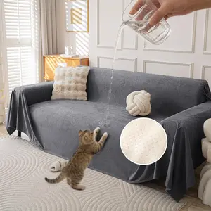 Couch Covers for 3 Cushion Couch, Non Slip -Scratch Resistant Sofa Couch Covers for Dogs, L Shape Sectional Protectors Slipcovers, Furniture Covers for Pets, 91" x 134", Grey