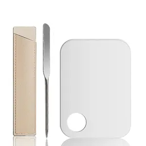 Mixing Liquid Base Stick & Shovel Kit, 3 Counts/set Double-ended Nail Art Mixing Palette & Spatula & Leather Holder, Professional Makeup Tools for Women, Cosmetic