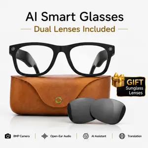 AI Camera Sunglasses with 8MP HD Recording, EIS Stabilization, Bluetooth Calls, Voice Control, AI Scene Recognition, Portable Charging Case for Vlogging Travel Outdoor