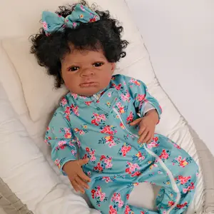 Lifelike Reborn Baby Dolls 20 inch Realistic Black Girl Newborn Real Life Baby Girl Dolls Soft Vinyl Baby Dolls with Clothes and Toy Gift for Kids Age 3+