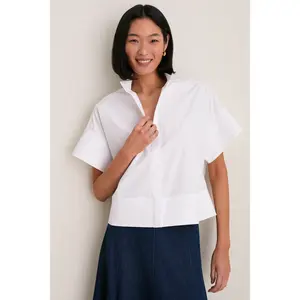 White Trapunto Stitch Sofia Shirt