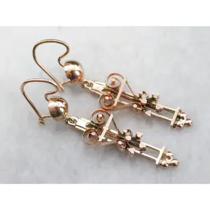 Upcycled Gold Victorian Drop Earrings