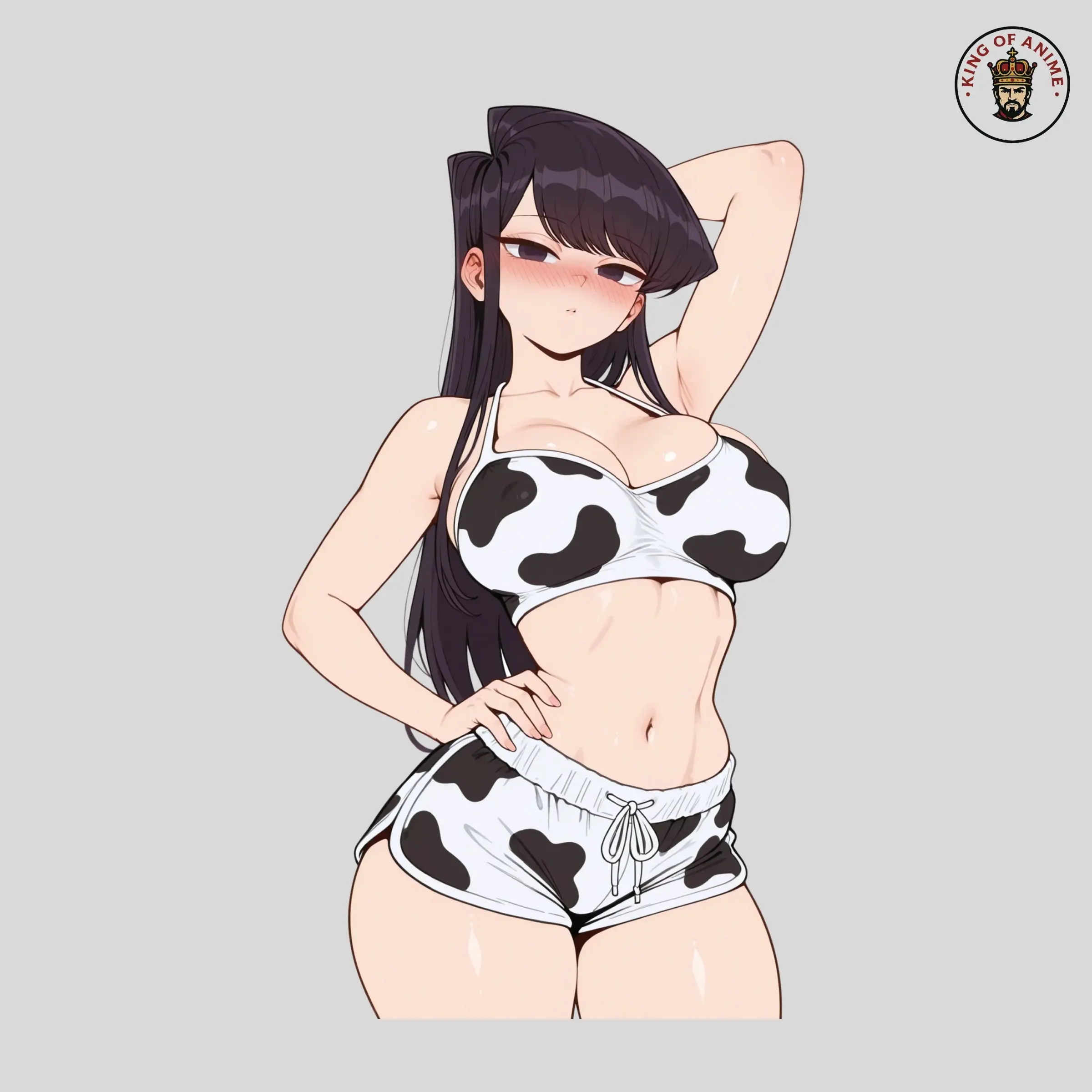 Anime Cow Print Girl Vinyl Sticker, Cute Waifu Decal Waterproof Laptop Car Water Bottle Kawaii Otaku Gift