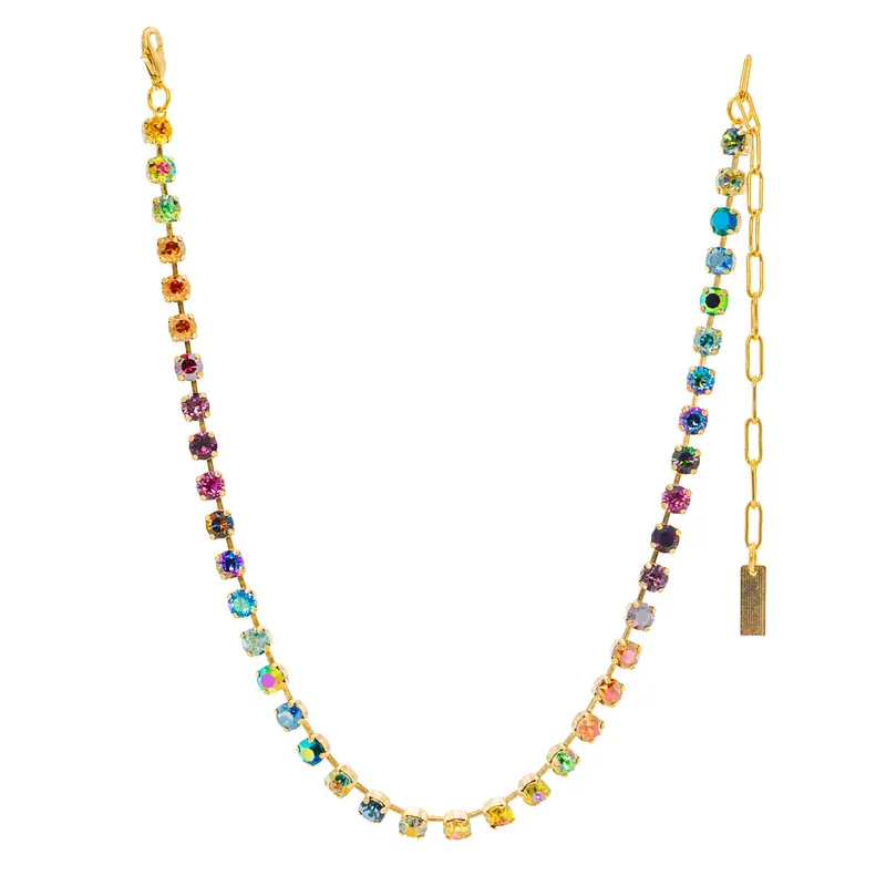 TOVA Sarina Necklace in Addy Antique Gold Plated 6mm Crystals Brass Base 14.5" Length Sparkle & Shine