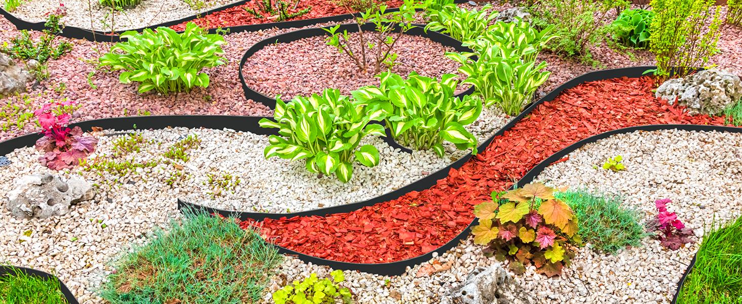 No Dig Landscape Edging Border, 2'' Tall 40FT Garden Edging Kit with 60pcs Anchoring Stakes for Lawn, Gardens and Yards (Black)