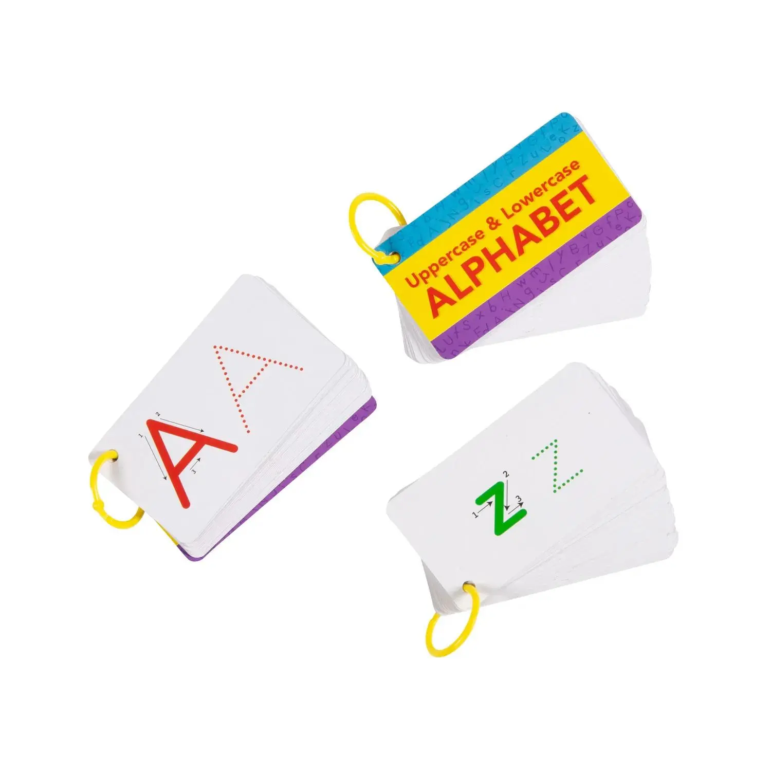 4 1/2" x 2 1/2" Double-Sided Laminated Alphabet Cards on a Ring - 6 Pc.