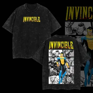 Superstyle Limited Mark Invincible War Comic Double Printed Oversize Lightweight Acid Washed Tee, TV Series Graphic Tee, Gift T-Shirt For Comic Lover