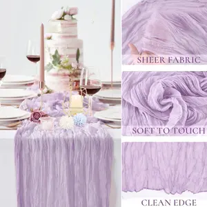 1/2/4/6/10 packs purple Cheese Cloth Table Runner, Bohemian Style 9ft Sheer Tablecloth, Wedding Party Decor, Baby Shower, Long Table Decoration