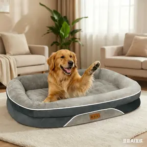 Orthopedic Large Dog Bed, Washable Orthopedic Large Dog Bed - Dog Beds Large Sized Dogs with Removable Cover Waterproof Pet Bed with Bolster for Extra Large Pe