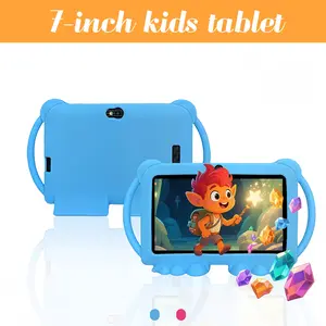 7-inch children's tablet designed specifically for children aged 3-12, equipped with multiple smart applications, IWAWA educational software for parental control, portable and drop resistant, no adapter, blue/pink