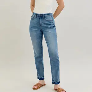 Judy Blue Mid Rise Rigid Magic Release Hem Boyfriend Jeans