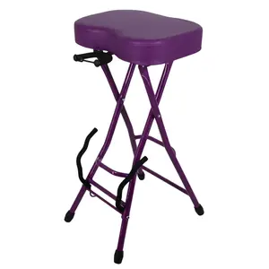 5Core Guitar Stool 3.15" Padded Chair Foldable Heavy Duty Music Seat Built in Foot Rest Guitar Stand