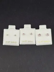 14K Gold Earrings - Pink Studs Set
