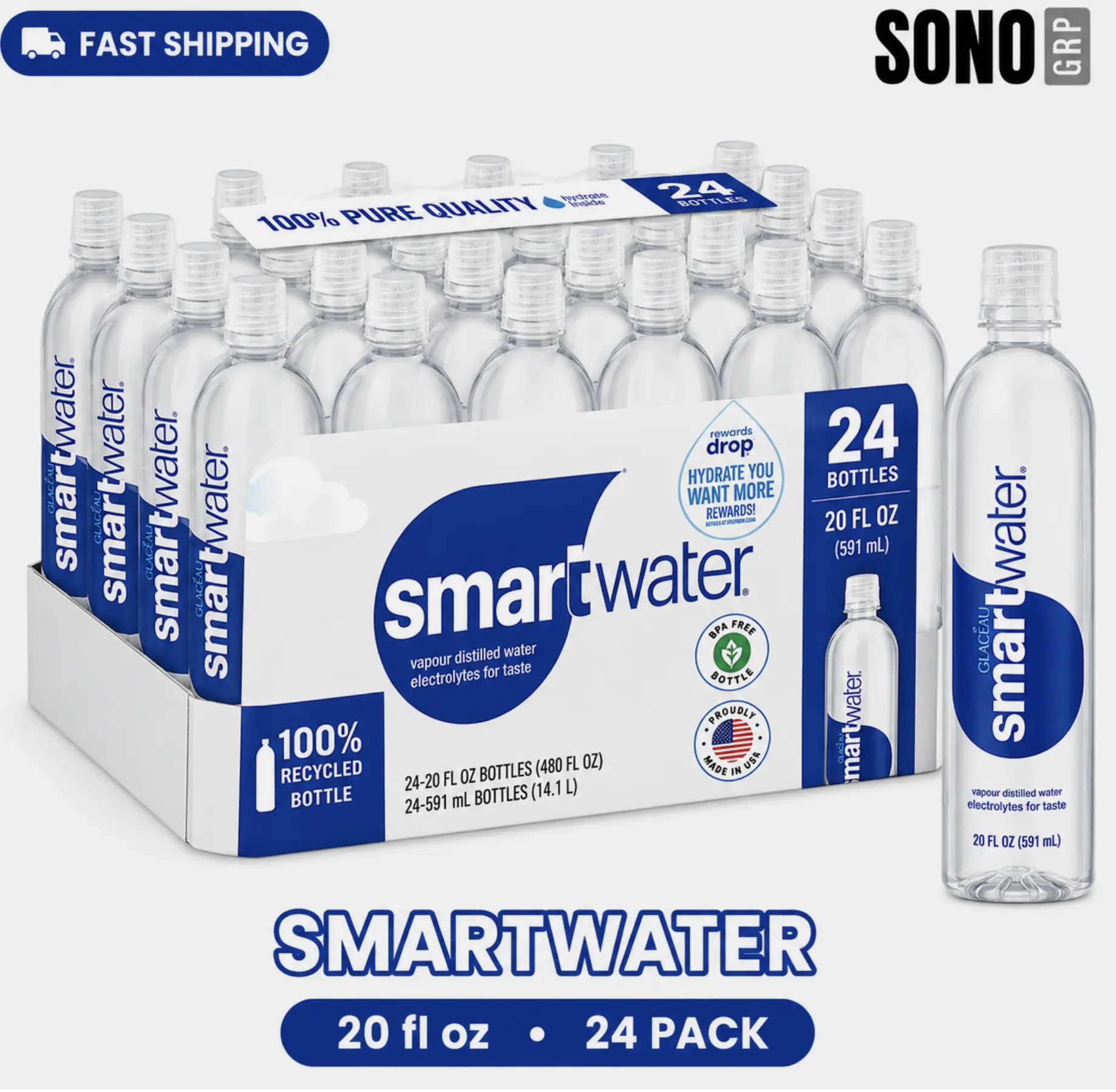 Smartwater Vapor Distilled Premium Water 20oz/24 Pack