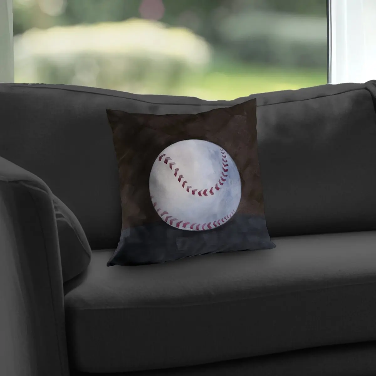 Begin Home Decor C1PT1414ASNTSD 14 x 14 in. Baseball Ball Poly Twill Throw Pillow - Man Cave Home Decor