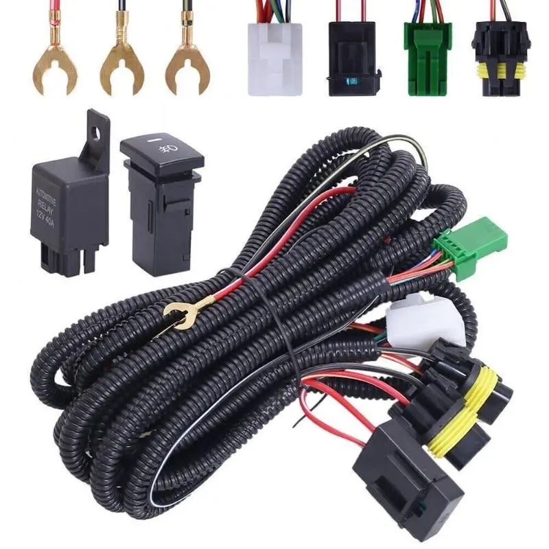 Fog Light Lamps Wiring Harness Kit with LED Indicator Switch, 12V 40A Power Relay for Toyota Additional Lighting