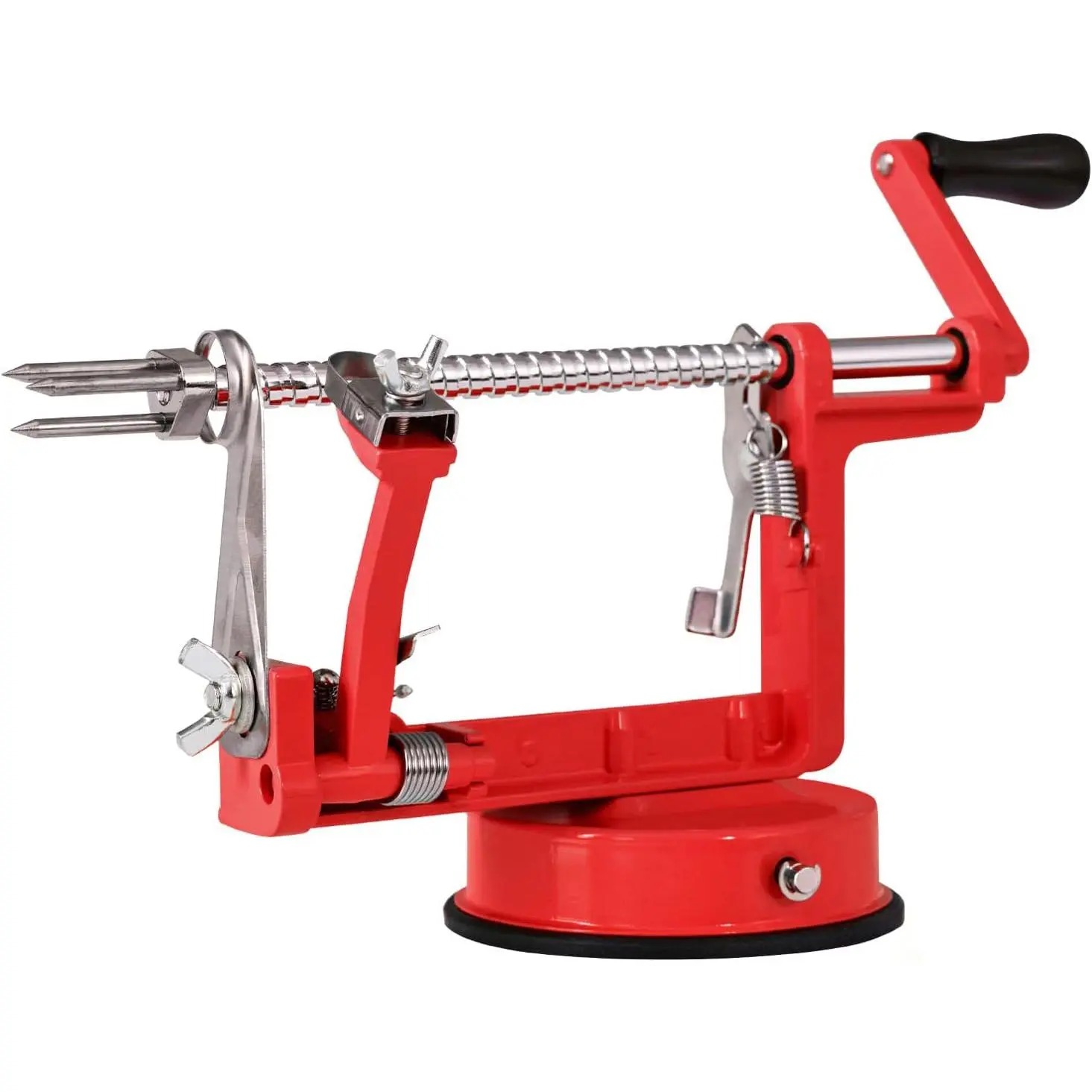 Apple Peeler Slicer Corer with Stainless Steel Blades and Powerful Suction Base for Apples Pears Potatoes(Red)