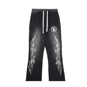 H3llstar Studi0s Flare Unisex Sweatpants Black Hip Hop American Streetwear Unisex Design Long Pants Casual Menswear, Gift for Him