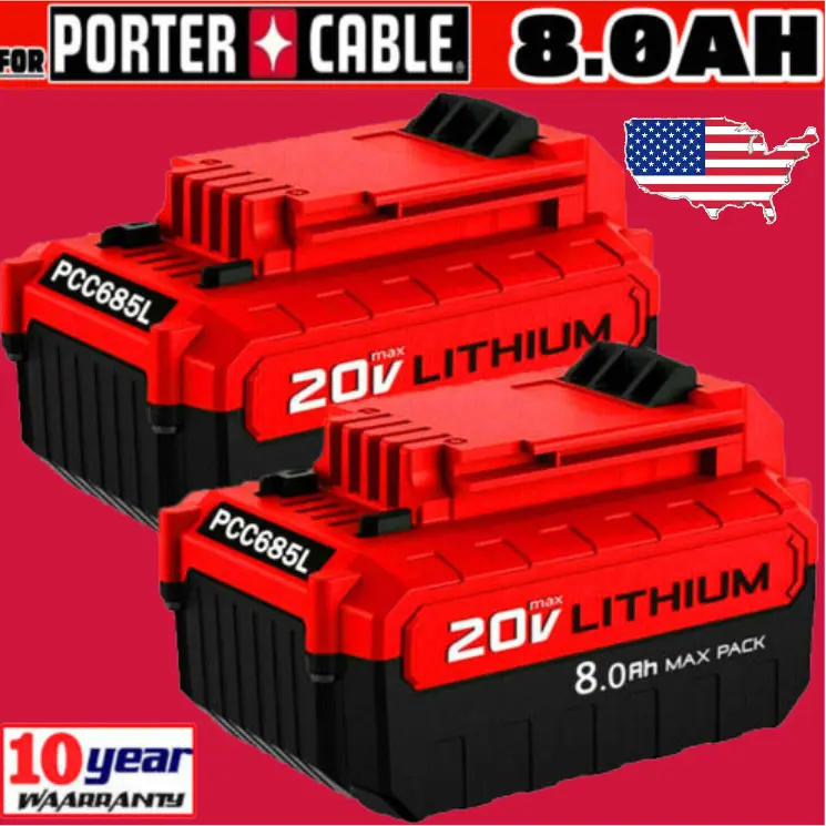 High quality PACK 20 Volt 8.0Ah Lithium-ion Battery for Porter Cable 20V MAX PCC685L PCC680L