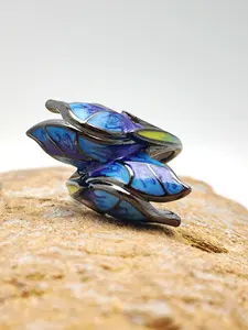 Bohemian-style butterfly and flower design rings, fashionable enamel jewelry parties, everyday wear decorations, fashionable all-in-one combinations and exquisite jewelry gifts