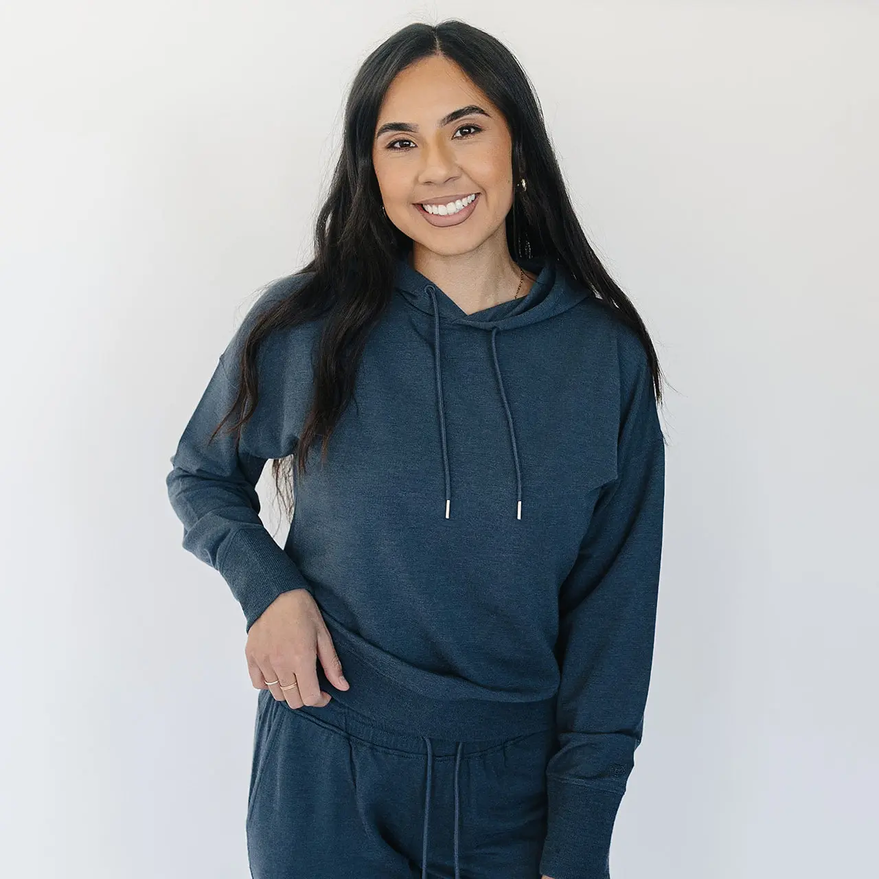 Women's Merino Wool Hoodie in Blue Graphite - Comfortable Long Sleeve Sweatshirt, a Breathable Essential for Travel & Lounging, Wrap, Fabrics, Casual, Sweatshirts