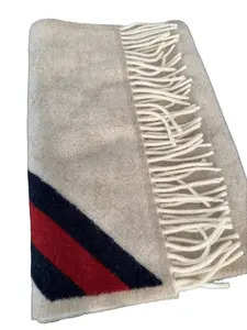 Pre-owned GUCCI wool Bag Accessories GG Nikky Monogram Scarf 37x90cm with Fringe Detail and Iconic Red Blue Stripes