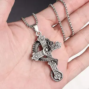 Alloy necklace skull coiled dragon cross necklace men's daily wear gift