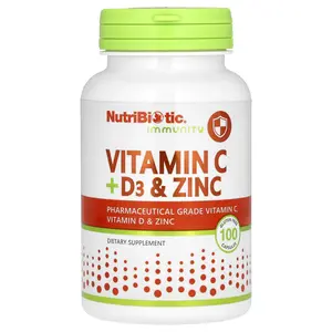 NutriBiotic Immunity, Vitamin C + D3 & Zinc, 100 Capsules NutriBiotic Immunity, Vitamin C + D3 & Zinc, 100 Capsules