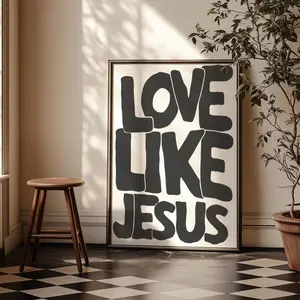 Modern Christian Wall Decor, Love Like Jesus Christian Poster Retro Christian WallArt, Christian Gifts Digital Art, Poster Unframed able decor - 133