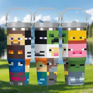 1pc 30oz MC Pixel StyleStainless steel cup,Heat insulation, leak prevention,Suitable for cold drinks / hot drinks,Suitable for families, gyms, workplaces, outdoor picnics and gatherings,Ideal gifts for birthdays and other holidays