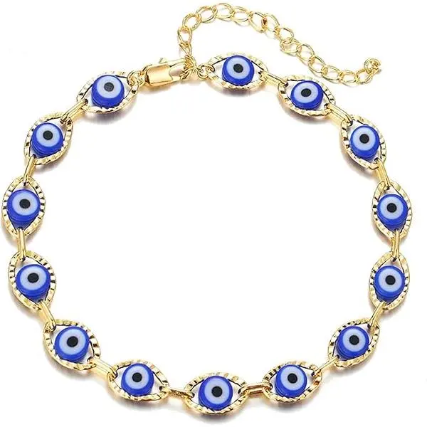 Virelyn B Evil Eye Bracelet for Women Men Beaded Bracelet for Women Blue Eye Protective Jewelry with Eye Charm Spiritual Gift