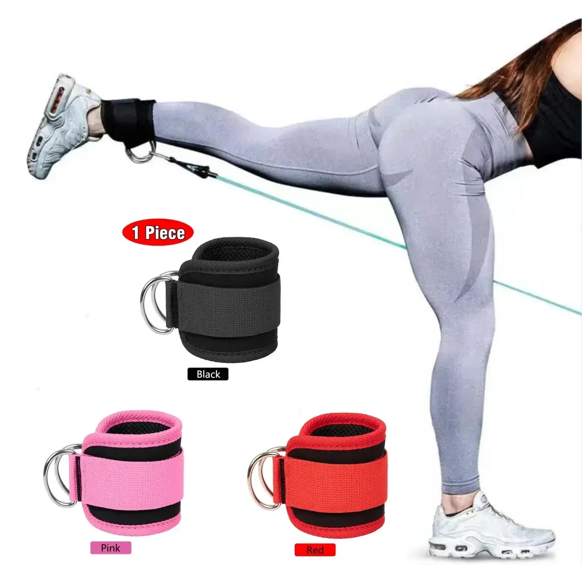 Cable Ankle Straps - Adjustable Nylon Polyester Straps for Cable Machines, Resistance Trainers & Various Gym Systems - One Size Fits All