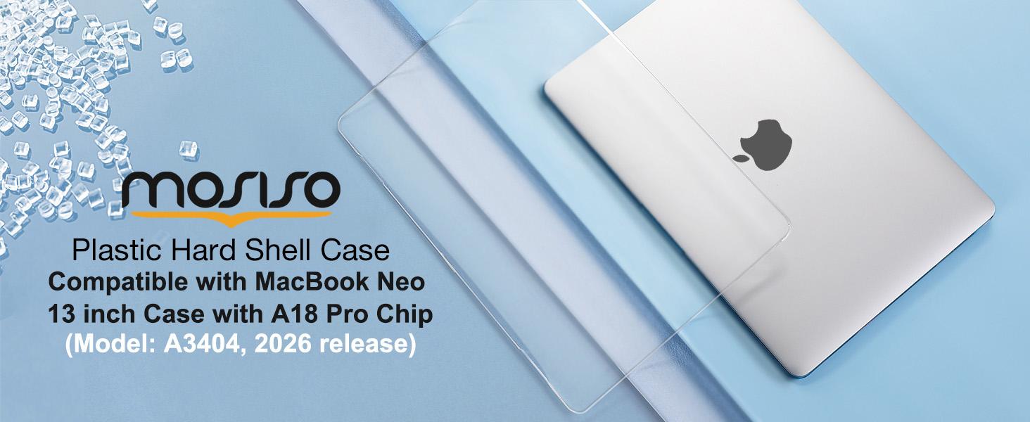 MOSISO Crack-Resistant Cover Compatible with MacBook Neo Case 13 inch 2026 Release Model A3404 with A18 Pro Chip, Protective Hard Shell&Keyboard Cover&Screen Film&Type C