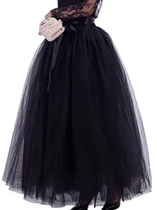 928 - Plus Size Women's Adult Maxi Length Tutu Tulle Skirt Black