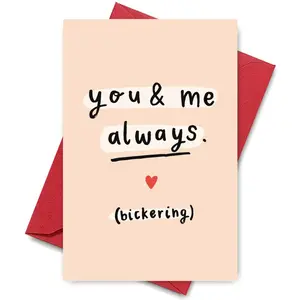 1PC Funny Anniversary Card, "You & Me Always (Bickering)" Design, For Romantic Partners, Perfect for Playful Anniversary Wishes