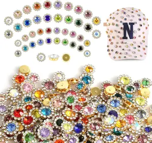 200 count 20 Mixed Colors Sew on Rhinestones, 10mm 12mm Glass Metal Base Flower Claw Rhinestone for Crafting, Bedazzling Rhinestones for Clothes Shoes Hats Bags